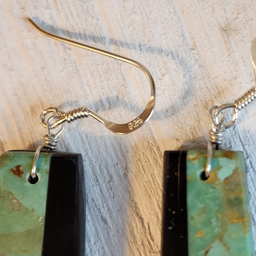 Native American Multi Stone Inlay Drop Earrings - Picture 10 of 15